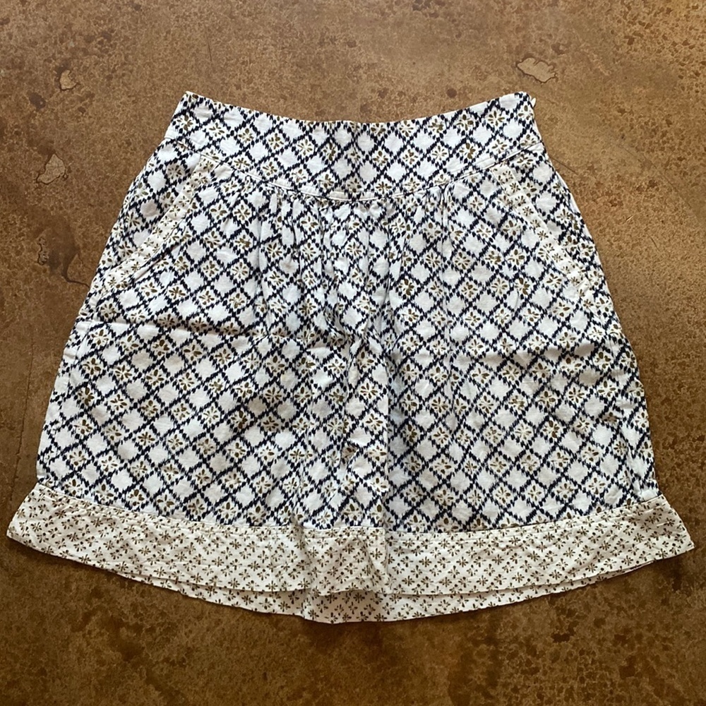 ANN Taylor Loft medallion print linen blend a line circle mini‎ skirt